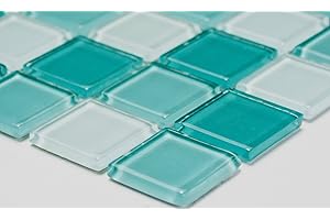 MOSAIK-NETZWERK Mosaico quadrato Crystal Mix verde chiaro/verde, mosaico in vetro traslucido trasparente 3D, dimensioni pietra mosaico: 25 x 25 x 4 mm, dimensioni foglio: 327 x 302 mm, 1 foglio