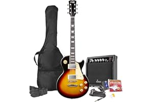 Max GigKit LP Style Beginner Electric Guitar Pack - Sunburst with 40W Amplifier, Digital Tuner & Accessories, Ideal Starter Guitar Set for Rock, Blues & Jazz Players