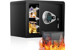 SANFNZ 25L Feuerfeste Safe Tresor für Zuhause, Möbeltresor mit Feuerfester Wasserdichter Dokumententasche, Touch-Screen und Silent-Modus, Geldtresor für Bargeld Wertsachen A4 Dokumente