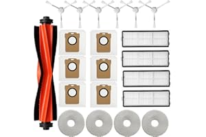 JINDEHUI Kit Accessoires pour Xiaomi Robot Vacuum X20+,1 Brosse Principale, 6 Brosses latérales, 4 Hepa Filtres,4 Serpillière,6 Sacs à poussière
