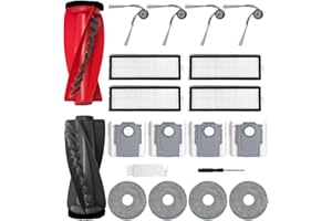 APZOVO Accesorios Recambios para Roborock Qrevo S5V /Qrevo Curv/Qrevo Curv S5X / Qrevo Edge/Qrevo Edge S5A, 1 Cepillo Principal, 4 Filtro HEPA, 4 Paño, 4 Bolsa de Polvo, 4 Cepillo Laterale