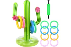 HTTDSLF 10 pz Cactus Gonfiabile Set, Set Giocattoli Gonfiabili Piscina, Gonfiabile Lancio Anelli Gioco, Gioco del Lancio Dell'anello, Anelli Gonfiabili, per Bambini, Adulti