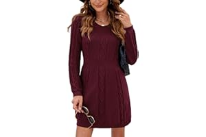 FemiChic Vestito Lungo Donna Invernale Elegante Abito in Maglia Maniche Lunghe Vestiti Eleganti con Scollo Rotondo Pullover Autunno e Inverno Girocollo Maglione Linea A Casual 2024