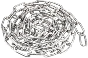 sourcing map Stainless Steel 304 Hardened Proof Coil Chain 2m Length 4mm Thickness Zinc Plated