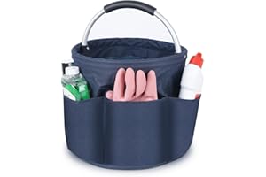 Opopark Bucket Tool Bag, 17 liters Bucket Tool Organizer Bag, Collapsible Garden Small Tools Bag, Portable Multi Cleaning Organiser Caddy, Multi pocket Craft Caddy Universal (Navy Blue)