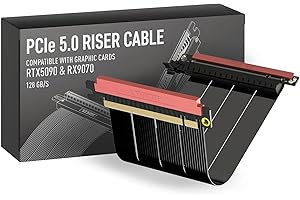 LINKUP - AVA5 Câble Riser PCIE 5.0 | Prêt pour RTX5090 RX9070 GPU | Vitesse x16 128Go/s | Compatible avec PCIe 4.0 | Conçu pour SSUPD | Double Inversion, Noir 14cm (Longueur totale 16cm)