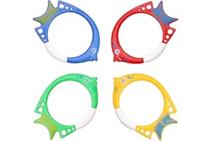 TOPWAYS Tauchspielzeug Pool Spielzeug, Tauchringe, Tauchtorpedo zum Schwimmen, Unterwasser-Pooltraining, Schwimmbad Sommerpool Schwimmspielzeug (Fischring)