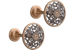 ‎LEWONDR Lewondr Vorhang Raffhalter, 2 Stücke Wand Vorhänge Haken, aus Vintage-Stil Metallgravur Handwerk, Dekorative Kleiderbügel für Zuhause, Wohnzimmer Badezimmer Schrank Kleiderhaken - Messing Sonnenblume