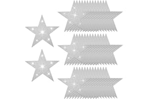 SOFPLATE 50 Stück 6 Zoll Große Silberne Glitzersterne Große Glitzersterne Deko Sterne Silber zum aufhängen 6 Zoll Glitzer Star Cutouts Dekorationszubehör Für Pinnwand Sterne Geburtstagswand