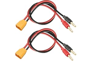 WOODGUILIN XT90 Steckerstecker auf 4mm Bananenstecker Adapter，XT90 Stecker Ladekabelanschluss mit 30cm 12AWG Kabel für RC Hubschrauber，Quad Rotor Flugzeuge Batterieanschluss (2 Pack XT90)