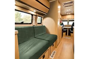 SYLC Samt Bezüge Für Wohnwagenpolster, rutschfeste Wohnmobil Sitzbezüge Mit 2 Cord, Sofa Sitzkissenbezug Für Schonbezug Wohnwagen Polster (Green,Rectangle S)