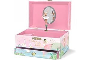 GIGGLE & HONEY Scatola Musicale Ballerina per Ragazza - Portagioie CarillonBallerina per Bambina con Specchio, Regalo Balletto per Bambine, Scatola per Gioielli, Regalo di Compleanno per Bambini, 3-10 Anni, Rosa