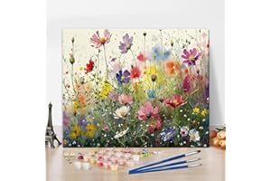 TISHIRON Malowanie według liczb, dla dorosłych i dzieci, malarstwo atramentowe, malarstwo kwiatowe, obraz olejny "zrób to sam", ręcznie malowany, zestaw do malowania olejnego z pędzlami, do dekoracji