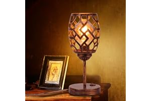 TWSXTE E27 Lampe de table décorative,Rétro Atmosphère Lampe,Lampe de bureau en métal Lampe Chevet de Nuit Abat-jour Chambre avec Interrupteur (Sans ampoule)