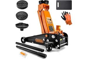 ‎SELLNET Verda Wagenheber hydraulisch 3T (130-490) + 2X Gummi + Montagehandschuhe Rangierwagenheber, Profi, Tief, Doppelpumpsystem Doppelkolben, Heber, Ständer, Flache, Werkstatt, Wohnmobil, Geländewagen PKW