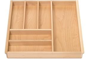 HAYA Cubertero para cajón de 60 mm p.ej. Nobilia a partir de 2013 (473 x 497 mm) Organizador de cocina de madera con 6 compartimentos ORGA-BOX III