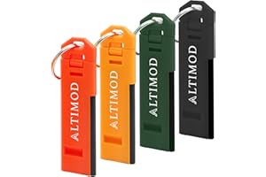 ALTIMOD Emergency Survival Whistle 4 Pack with Flint Fire Starter & Keyring - Loud, Light, Compact, Waterproof Equipment Gadget for Bushcraft, Hiking, Safety, EDC, Hunting, Camping
