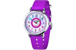KZKR Montre Enfant garçon Fille Montre Bracelet Éducative pour Enfants Nylon,Time Teacher Analogique avec Exercices,Mécanisme en Quartz Japonais,Facile d’Apprendre à Lire l’Heure