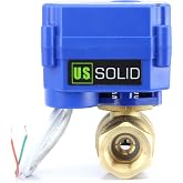 U.S. Solid 1" Motorized Valve 9-24V AC/DC Brass 2 Way Electric Ball Valve Normally Closed (NC), 2 Cables, Automatic Return