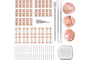 KAHOUI Kit de 114 pièces pour ongles incarnés, soins des pieds, ensemble d'ongles pour les pieds, correction des ongles incarnés avec pansement pour ongles, coupe-ongles, poussoir à ongles
