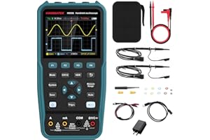 HANMATEK Mini Oscilloscopio Digitale da 3,5"TFT, Oscilloscopio Multimetro Sorgente del Segnale, Auto-Calibrazione, 7 Misurazioni Automatiche, Funzione Memoria