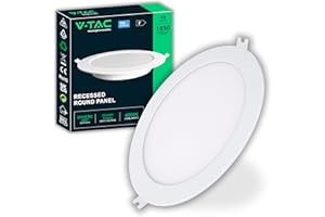 V-TAC Faretto LED da Incasso Rotondo 18W - Chip Samsung - Diametro 220 mm - 1850 Lumen - IP20 - per Soffitto, Casa, Ufficio - Faretti - Mini Pannello - Lampada - Luce Naturale 4000K