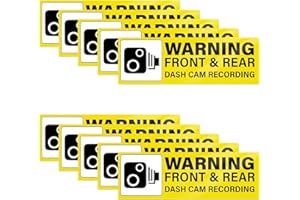 GAINSTEN Dash Cam Stickers for Cars 10pcs Notice Warning Front Rear Dashcam Vehicle Inside Window Signs Recording Camera Self Adhesive Waterproof Removable Labels Decal Sticker 150×50mm