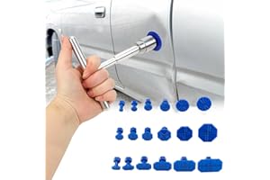DOUKESH Kit de Réparation de Bosses pour Voiture,Kit Débosselage sans Peinture,Kit de Debosselage Carrosserie avec 18 Ventouses Bleu et Marteau de Barre en T,Convient pour Réparer Les Bosses sur Les Voitures