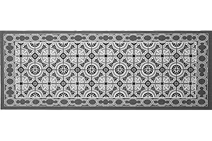 oKu-Tex Wycieraczka, mata zatrzymująca brud, chodnik kuchenny, wzór mozaikowy, w kratkę, nadaje się do prania, dywanik pod drzwi do wewnątrz, antypoślizgowa, kolor szary/antracytowy, 45 x 120 cm