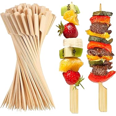 Panier à Griller Paniers à Brochettes Simples Antiadhésifs Barbecue à Poignée En Bois Anti-Corrosion Pour Poisson Rôti Légumes Crevettes Fruits De Mer 10 Pièces