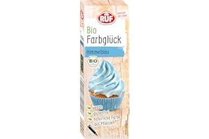 ‎RUF RUF Bio Lebensmittelfarbe Himmel-Blau, mit Agavendicksaft zum Einfärben von Zucker-Glasuren & für ausgefallene Torten, glutenfrei & vegan, 1 x 25g