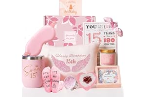 LMYTAGCP 10 -pcck 15th Birthday Gift Basket for Girls – Happy 15th Pamper Gift Set for Daughter, Niece, Granddaughter, Sister, Best Friend, Teens – Unique and Cute Birthday Hampers for Her (10th-16th) (15th)