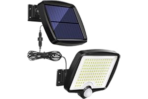 MPJ Lumière solaire extérieure avec détecteur de mouvement 118 LED, lumière solaire de jardin étanche IP65 à 120 ° avec câble de 5 m