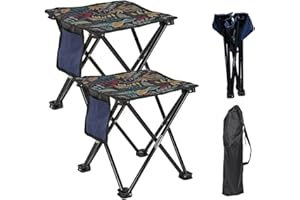 SURBOOTIME (2PCS)Portable Folding Camping Stool, Mini Lightweight Outdoor Chair Seat, Foldable Camping Stool for Fishing Picnic, Beach BBQ, Travel and Hiking with Waterproof Pocket, 13*13*13 Inch(Maple Leaf)