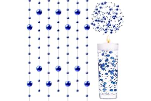 GEFIRE 18 Pezzi Perle Blu, Floating Pearls Beads, Centrotavola Natalizio, Perle Galleggianti per Vasi, per Vaso, Riempitivo per Bottiglie d'Acqua, Matrimonio, Decorazione Centrotavola (1.2M)
