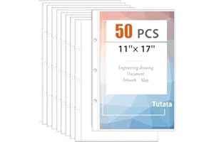 TUTATA Page Protector for 11x17 Paper, 50 Pack, Tabloid Size Sheet Protectors, 11x17 Binder Sleeves