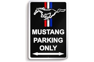 DIMARONGTON Panneau Mustang Parking Only - 20,3 x 30,5 cm - En aluminium - Cadeau pour homme - Noir - Pour garage, bar, cave