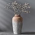 Vaseking Large Ceramic Rustic Vase, 11 inch Minimalist Decorative Farmhouse Tall Vase for Home Decor, Living Room, Shelf Decor, Enterway, Wedding, Table Decoration, Brown