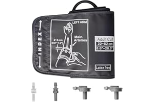 WASAII Bardzo duży mankiet do pomiaru ciśnienia krwi, regulowany pasek do pomiaru ciśnienia krwi, przenośny, cyfrowy mankiet do pomiaru ciśnienia krwi, 22–52 cm, z wymiennym złączem dla osób starszych, do