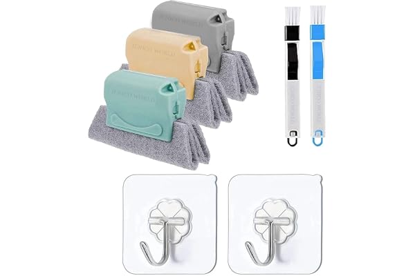 Magic Window Track Cleaner, Window Groove Cleaning Brush Tools Set, 3 Groove Gap Cleaning Brush + 2 Window Slot Clean Brush