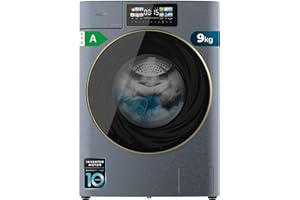 Cecotec Waschmaschine 9 kg Frontlader Autodosis Bolero DressCode 9950 Autodose Inverter 3D Ice Blue A. Blau-Finish, 1400 U/min, Core Matrix Screen, XXL-Tür, Innenbeleuchtung