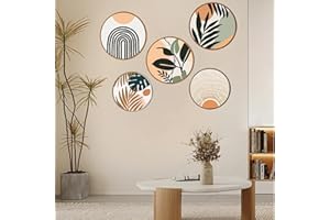 Detene 5 Pezzi Decorazioni Murali Legno Decorazione Murale Bohemian in Legno Decorazione Circolare della Parete per Da Casa Parete Agriturismo Soggiorno（Arancia）