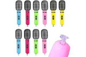GiantGo 10Pcs Inflatable Microphone Random Colors Pretend Play Microphone Inflatable Musical Instrument for Kids Adults Party Decorations Supplies
