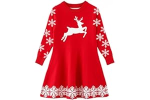 AIDEAONE Girls Christmas Jumper Dress Xmas Sweater Dress