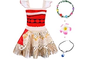 Jurebecia Kids Princess Dress Adventure Outfits Set for Girls Princess Dresses Strappy Child Clothes with necklace and Headbands and flower hair clip Halloween Birthday Party 3-4 Years