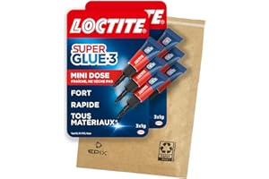 Loctite Super Glue-3 Mini dose lot de 6, colle extra forte pour réparation de qualité, colle forte & rapide tous matériaux, colle universelle liquide en format doses, 6 x 1gr