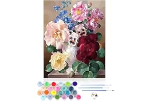 CEOVR Peinture Numero Adulte Kits,Fleurs Kits de Peinture au Numéro,Orchidées DIY Painting by Numbers sur Toile par Numéro Avec Pinceaux,Roses Peinture à Dessin,40x50 cm,Sans Cadre