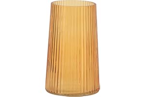 KAYLETIN Vaso in vetro ambrato per fiori, vaso a coste, vasi da fiori per bouquet, vasi in vetro moderno per soggiorno, camera da letto, tavolo da pranzo, ufficio, scaffale, 20 cm