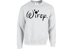 D&H CLOTHING UK Wifey Hubby Mr Mrs The King His Queen King Queen Writing Drawing Cartoon Miney Prince Princess Crown Couples Valentines Matching Love 01 Lover Fit Jumper Sweatshirt Sweater Pullover