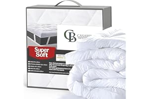 Casabella Small Double Mattress Topper 4 Inch(10 cm) thick Super Soft Hypoallergenic Breathable Mattress Topper is Box Stitched with Elasticized Corner Strap 122x190+10cm